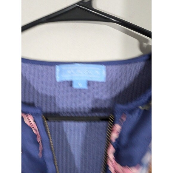 J. McLaughlin Sweater Women Sz S Blue Quilted Fron Silk Marine Nautical Jacket - Picture 5 of 12